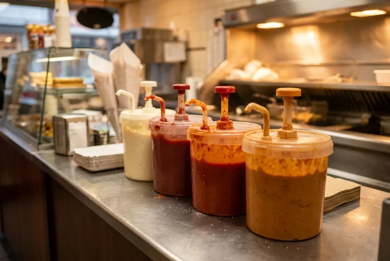 Plus de vingt sauces, dont nos maisons